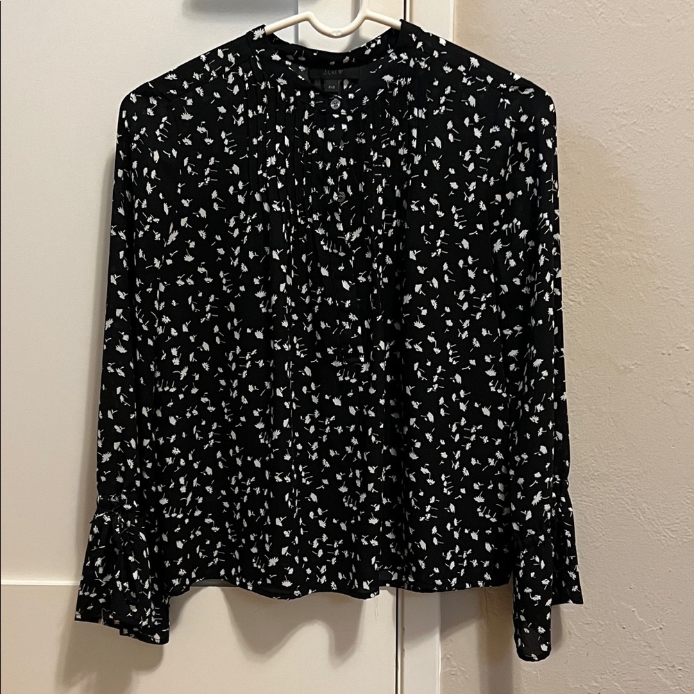 J. Crew Black and White Floral Blouse